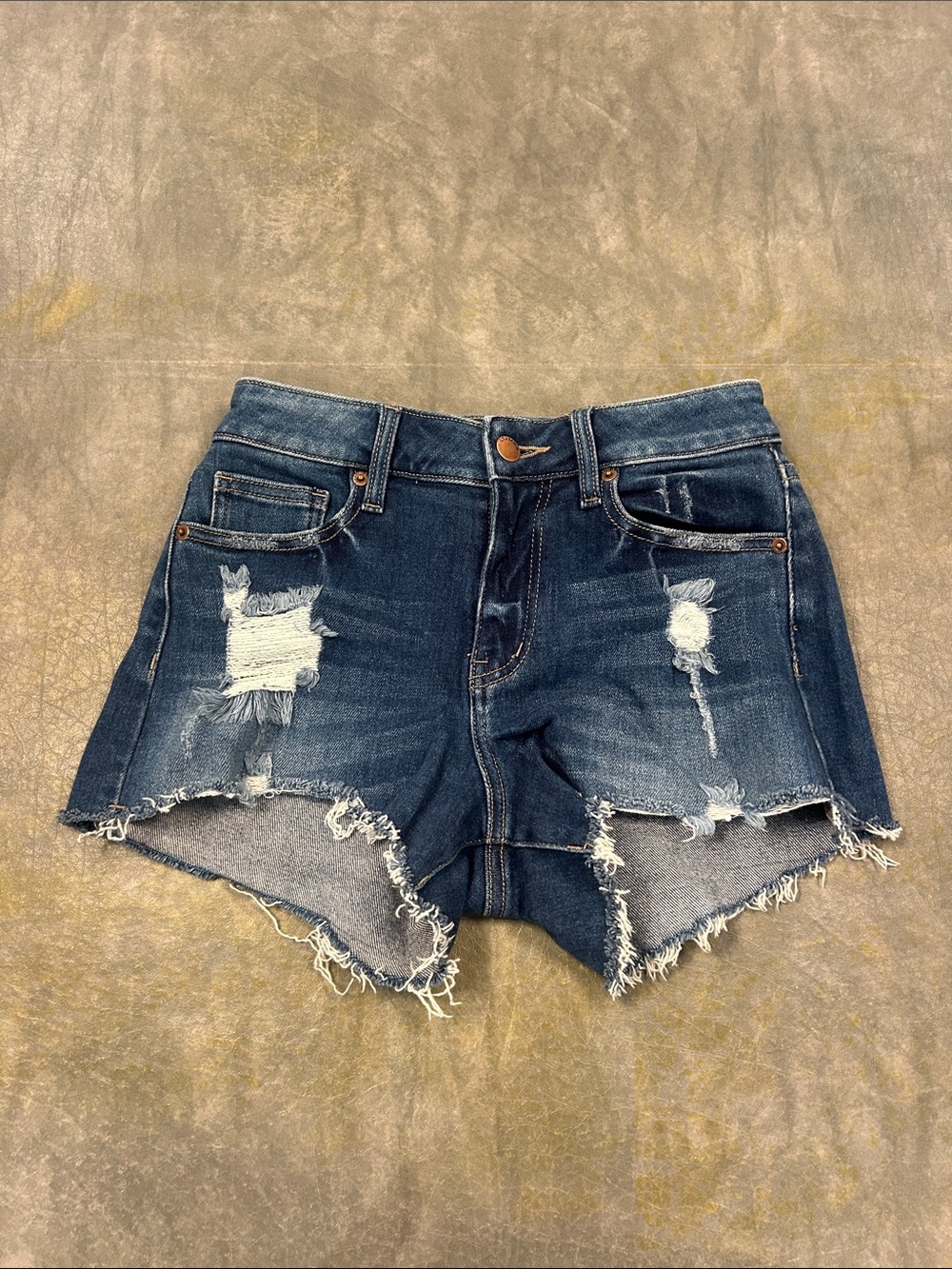 L.T.J Letter to Juliet Frayed Hem Denim Shorts - Blue